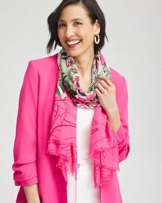 Floral Colorblock Oblong Scarf