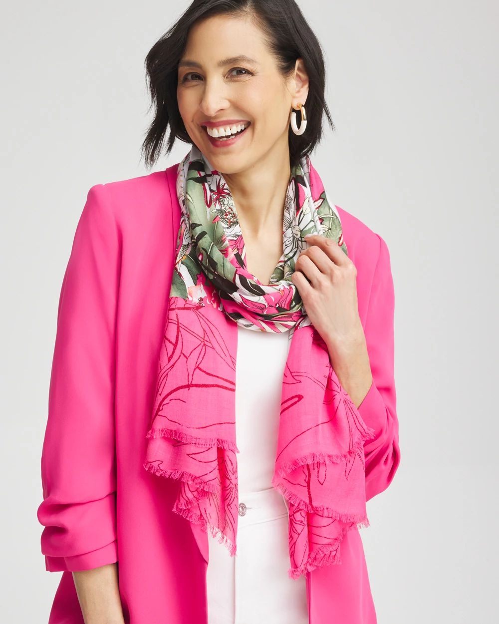 Floral Colorblock Oblong Scarf