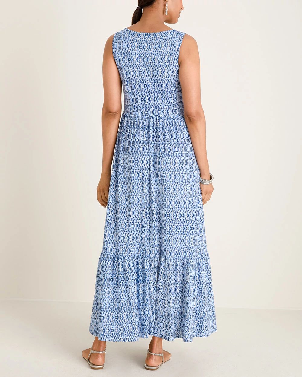 Tiered Chevron Print Maxi Dress