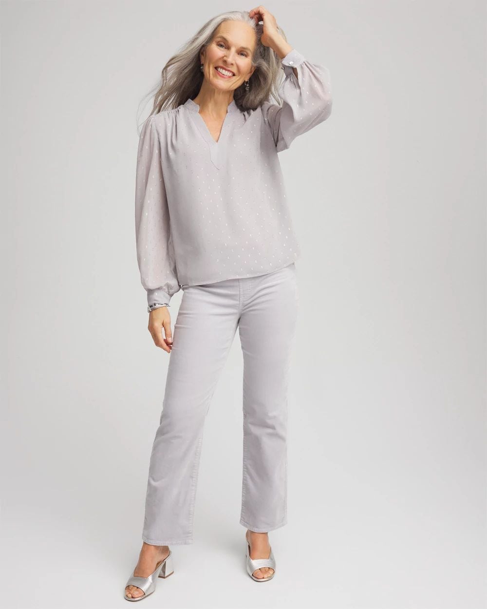 Velveteen Pull-On Flared Jeans click to view larger image.