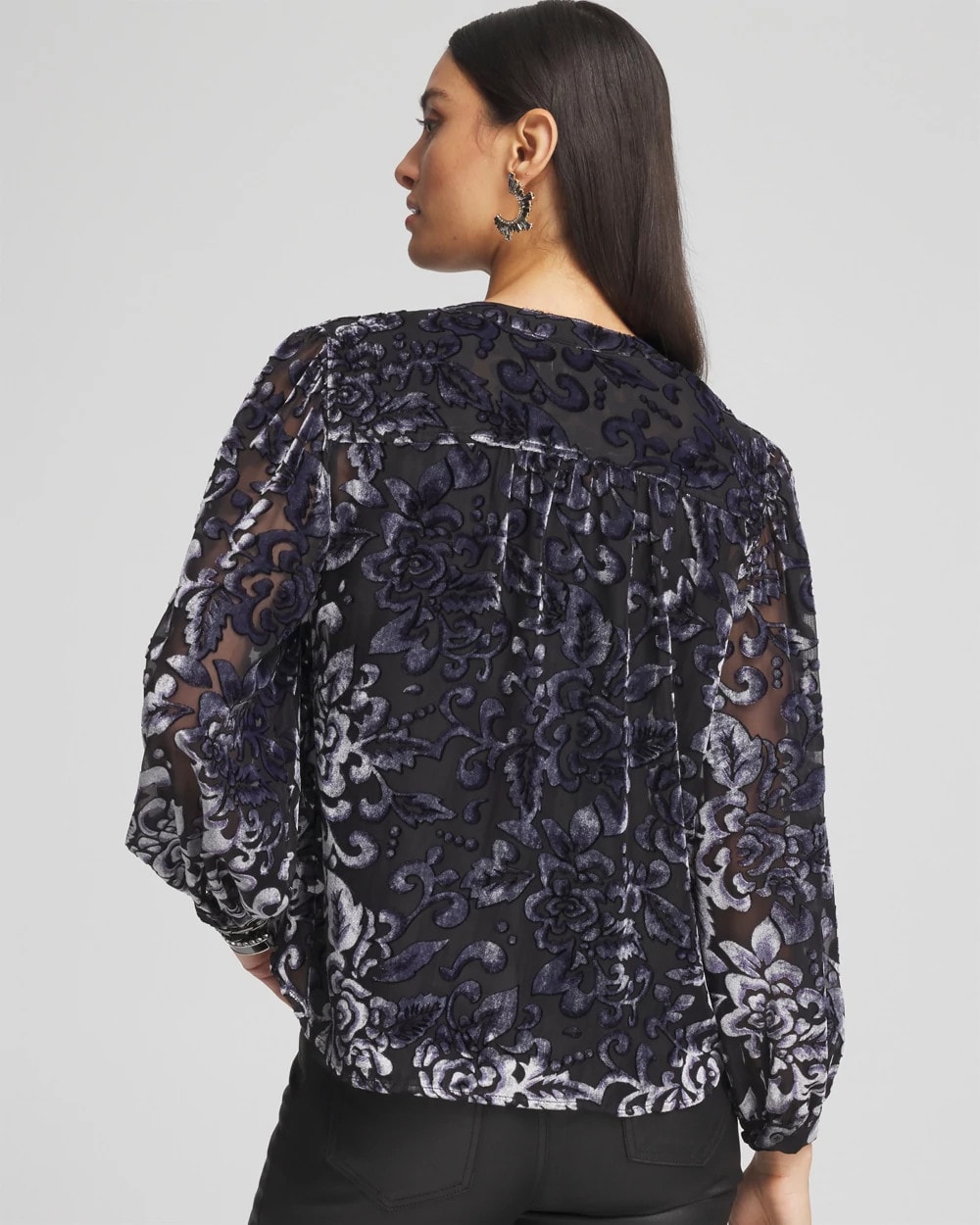 Velvet Blouson Sleeve Blouse