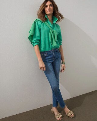 Girlfriend Ikat Cross Stitch Ankle Jeans