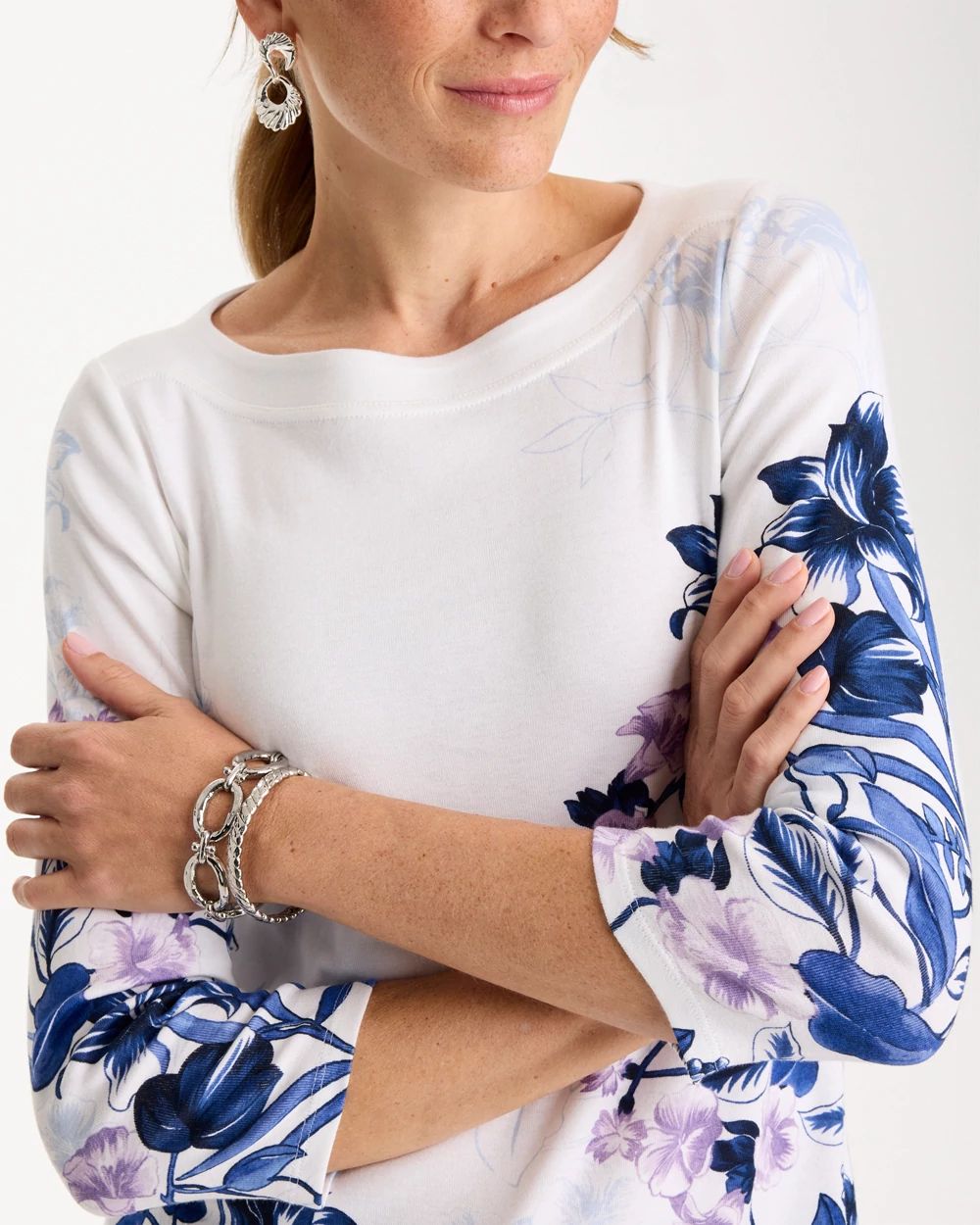 Printed Pima 3/4 Sleeve Tee click to view larger image.