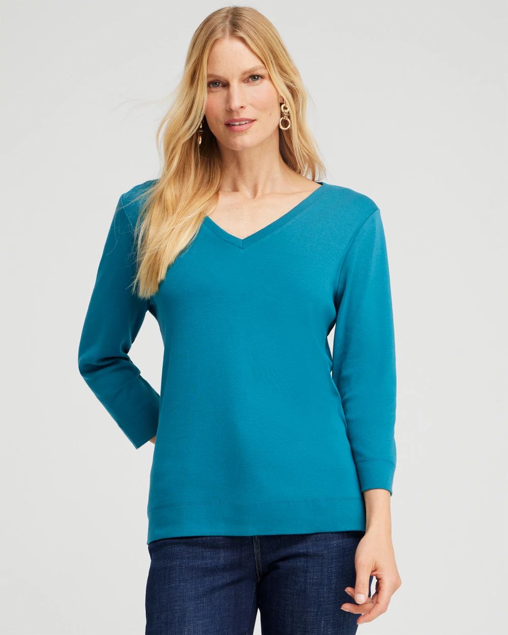 3/4 Sleeve V-Neck Tee
