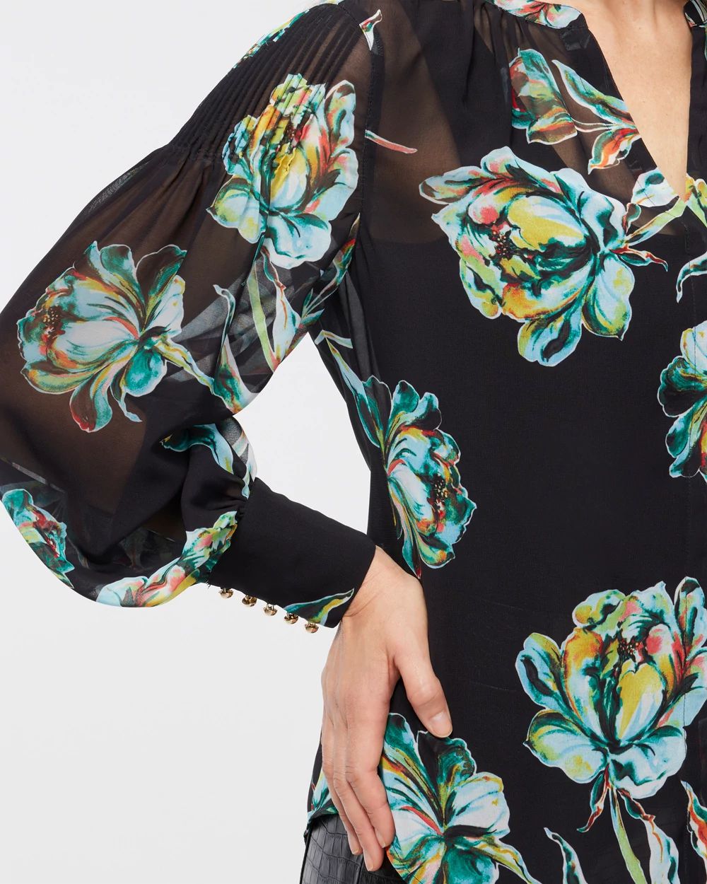 Chiffon Sheer Floral Shirt