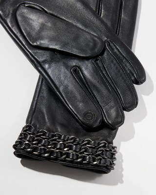 Leather Chain Detail Gloves