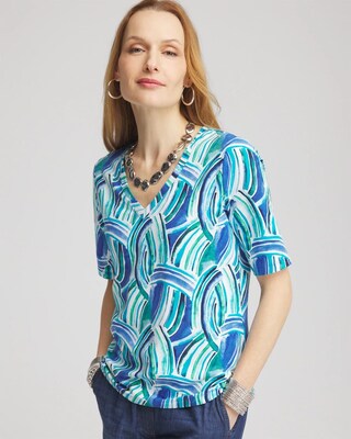 Ocean Print V-Neck Perfect Tee