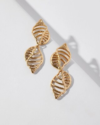 Shell Gold Tone Drop Earrings