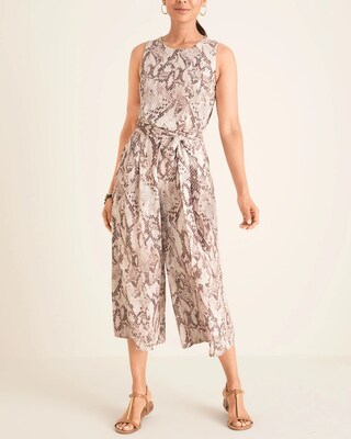 Vince Camuto Python-Print Cropped Jumpsuit