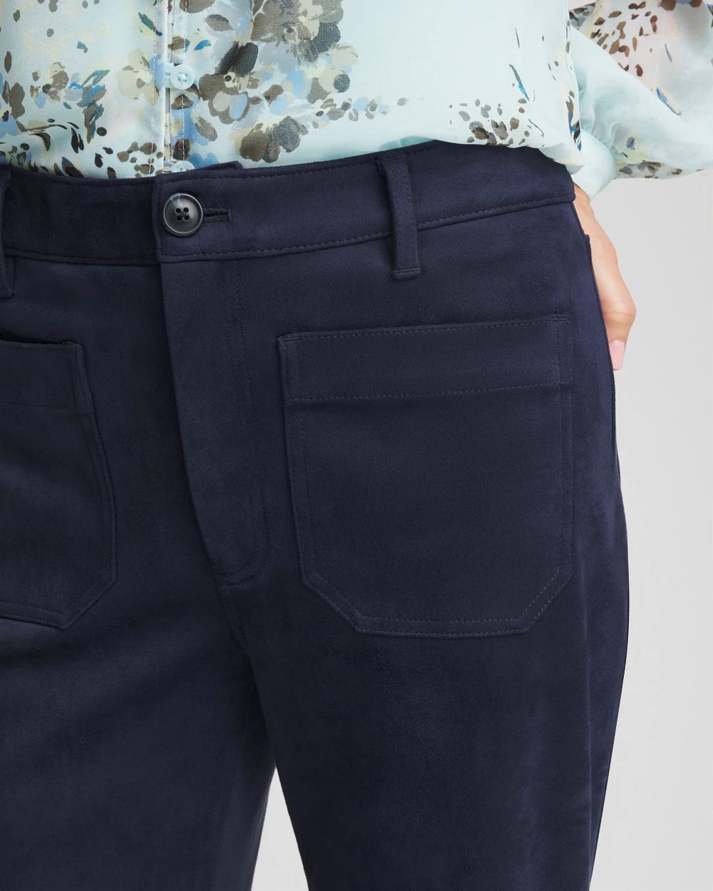 Petite Suede Motif Bootcut Ankle Pants