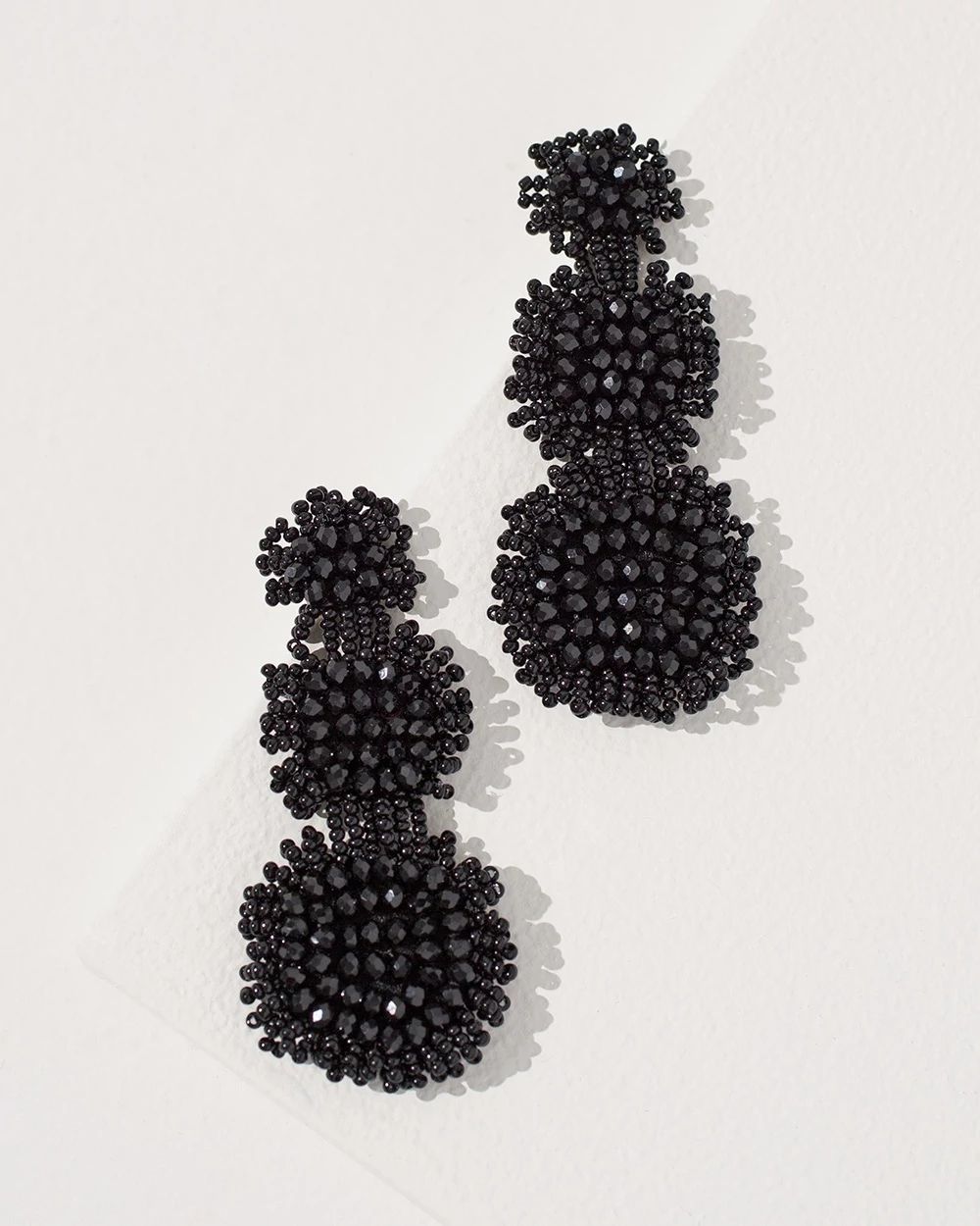 Black Seed Bead Drop Earrings