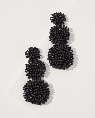 Black Seed Bead Drop Earrings