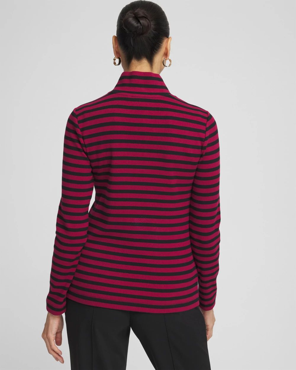 Zenergy® Stripe Mock Neck Zipper Tee