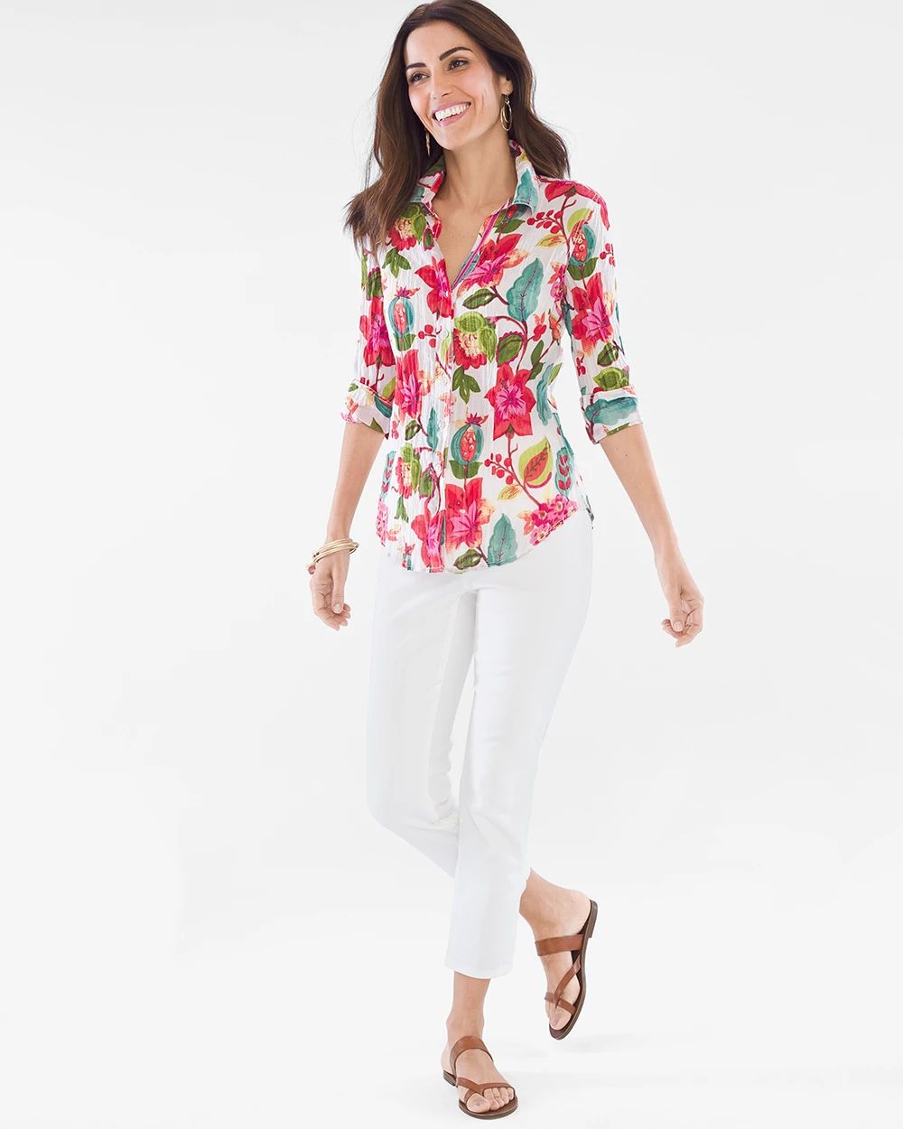 CINO For Chico's Floral Crinkle Shirt
