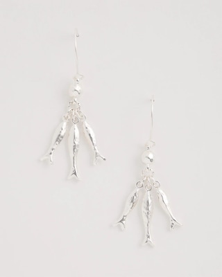Silvertone Fish Cluster Earrings