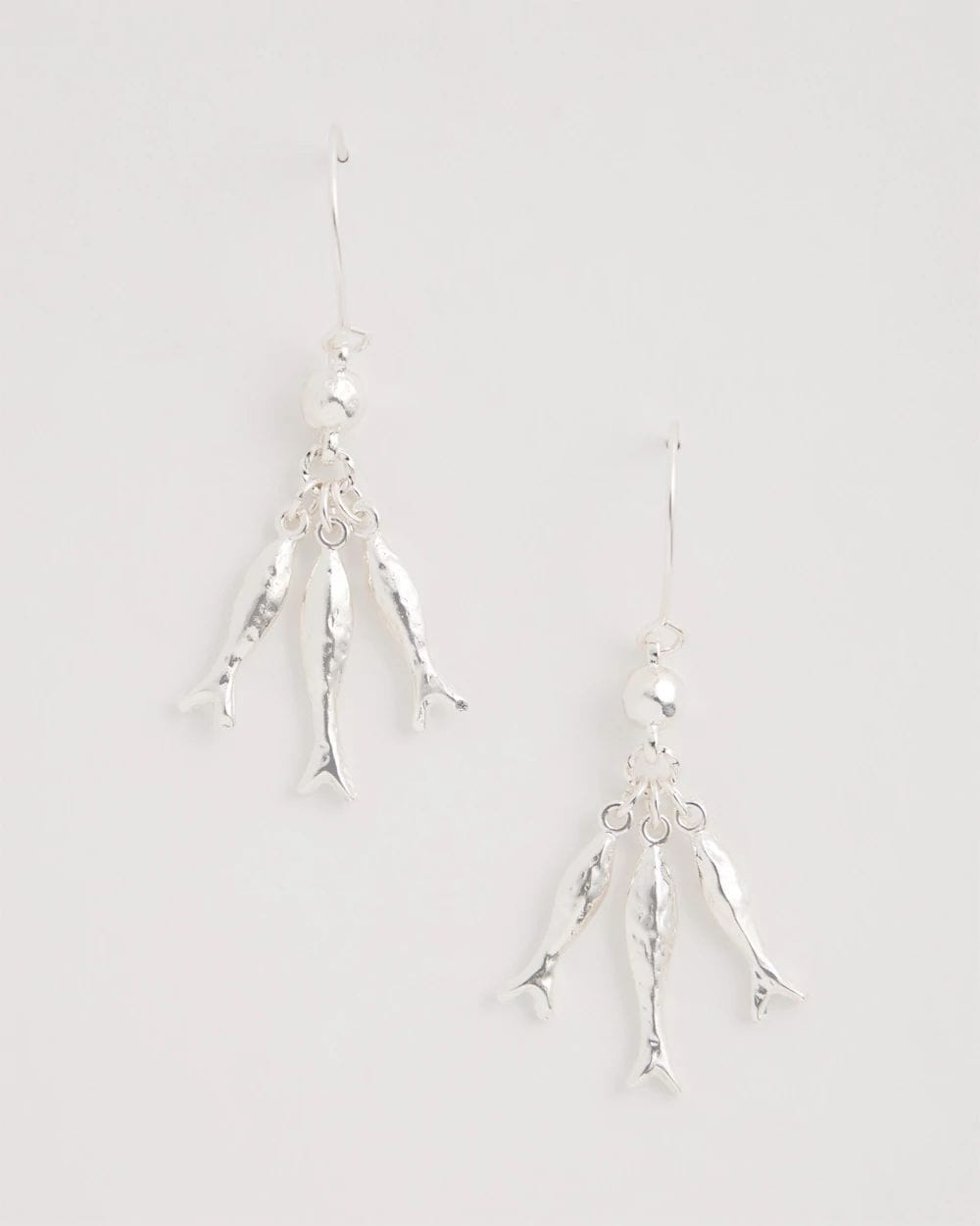 Silvertone Fish Cluster Earrings