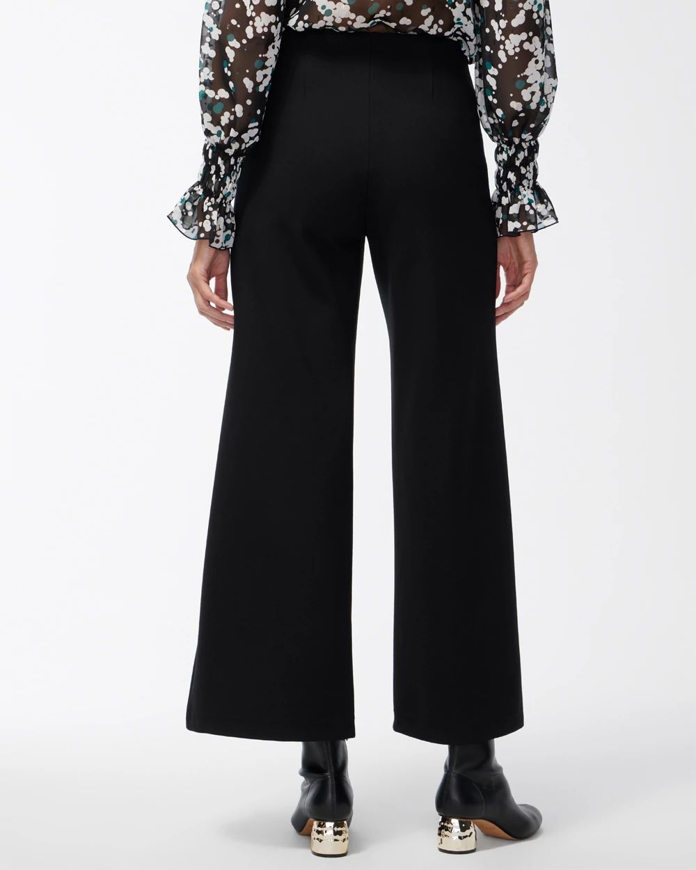 Ponte Pintuck Wide Leg Ankle Pants