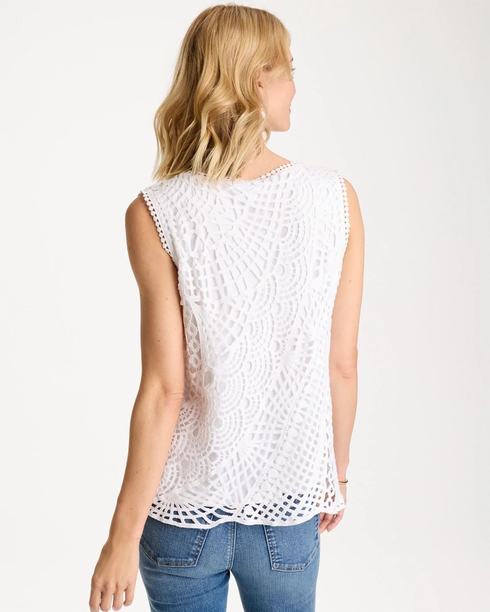 Cotton Crochet Sleeveless Tank click to view larger image.