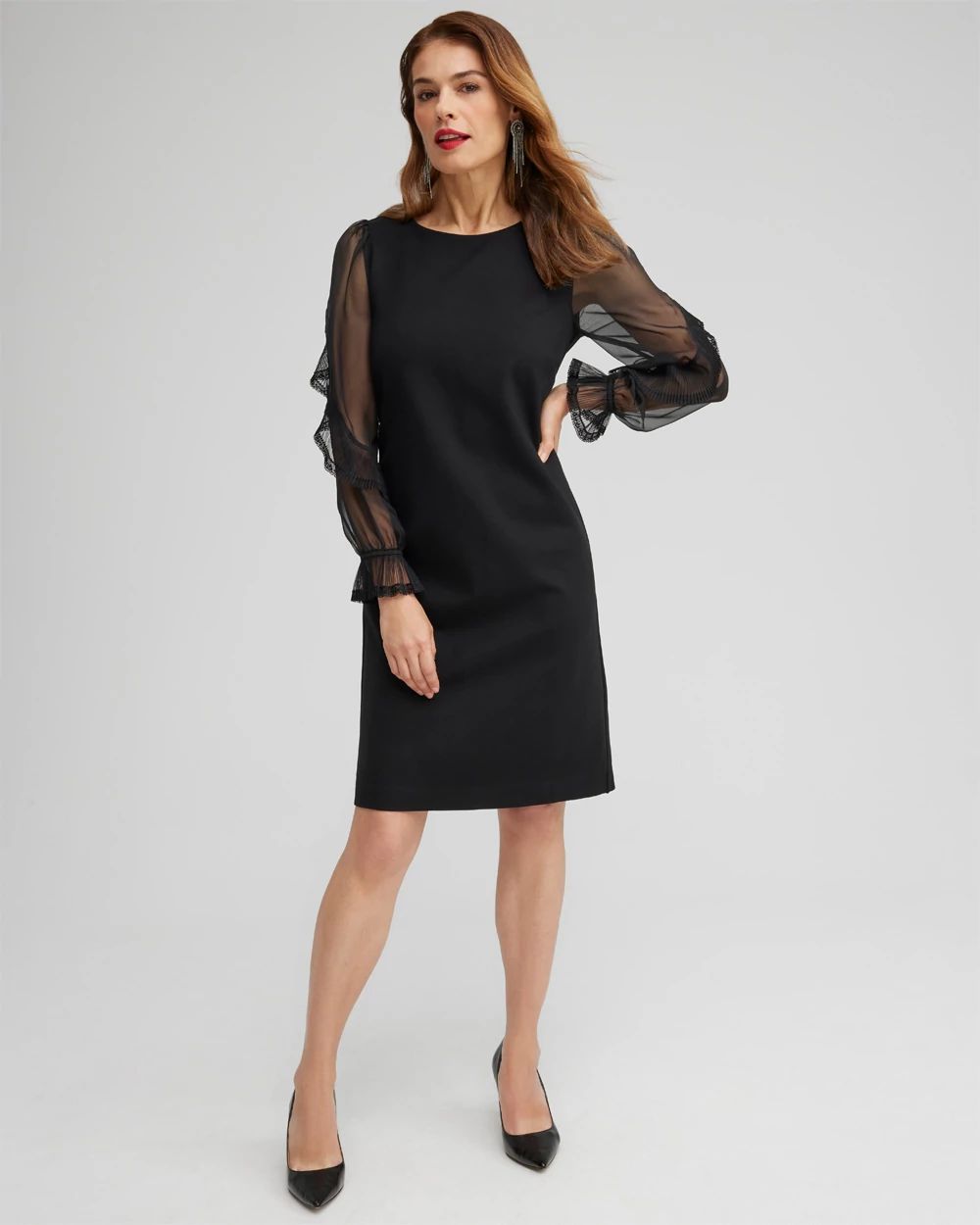 Ponte Chiffon Sleeve Dress