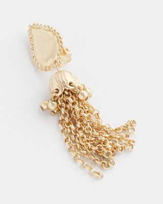 Clip-On Gold Tassel Chain Earrings click to view larger image.