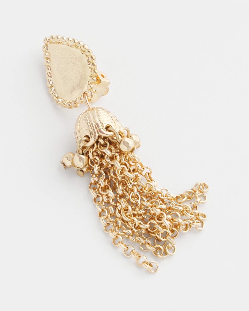 Clip-On Gold Tassel Chain Earrings
