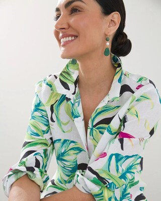 No Iron Linen Dreamy Flora Shirt