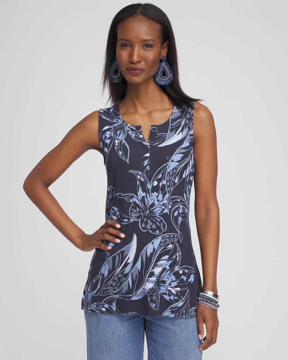 Floral Notch Neck Tank