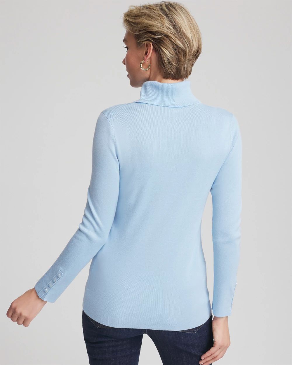 Ecovero™ Button Cuff Turtleneck Sweater