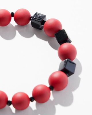 Matte Red Square Stretch Bracelet