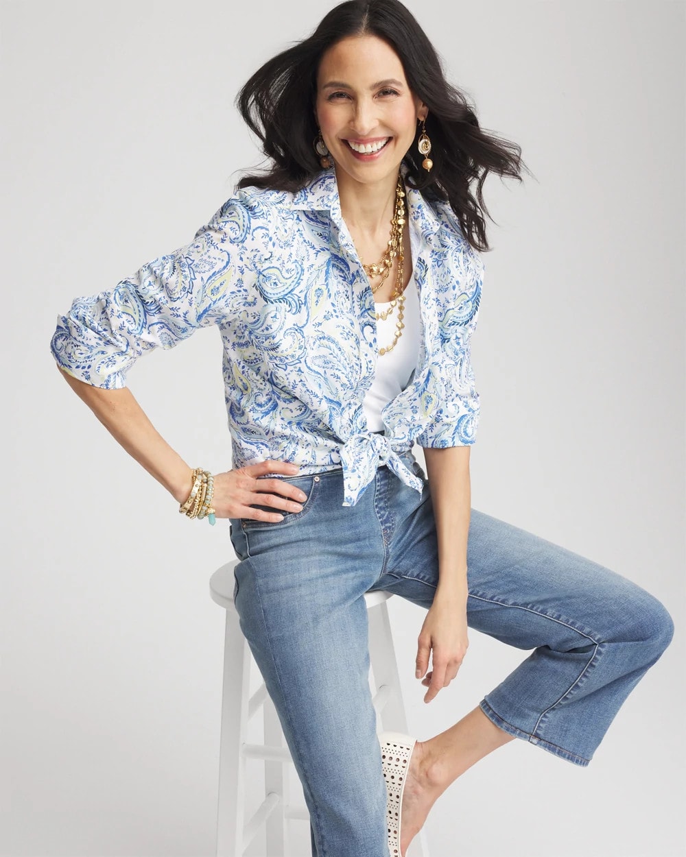 No Iron™ Paisley Print Stretch Shirt