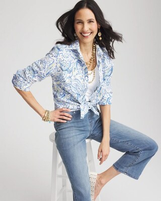 No Iron™ Paisley Print Stretch Shirt click to view larger image.