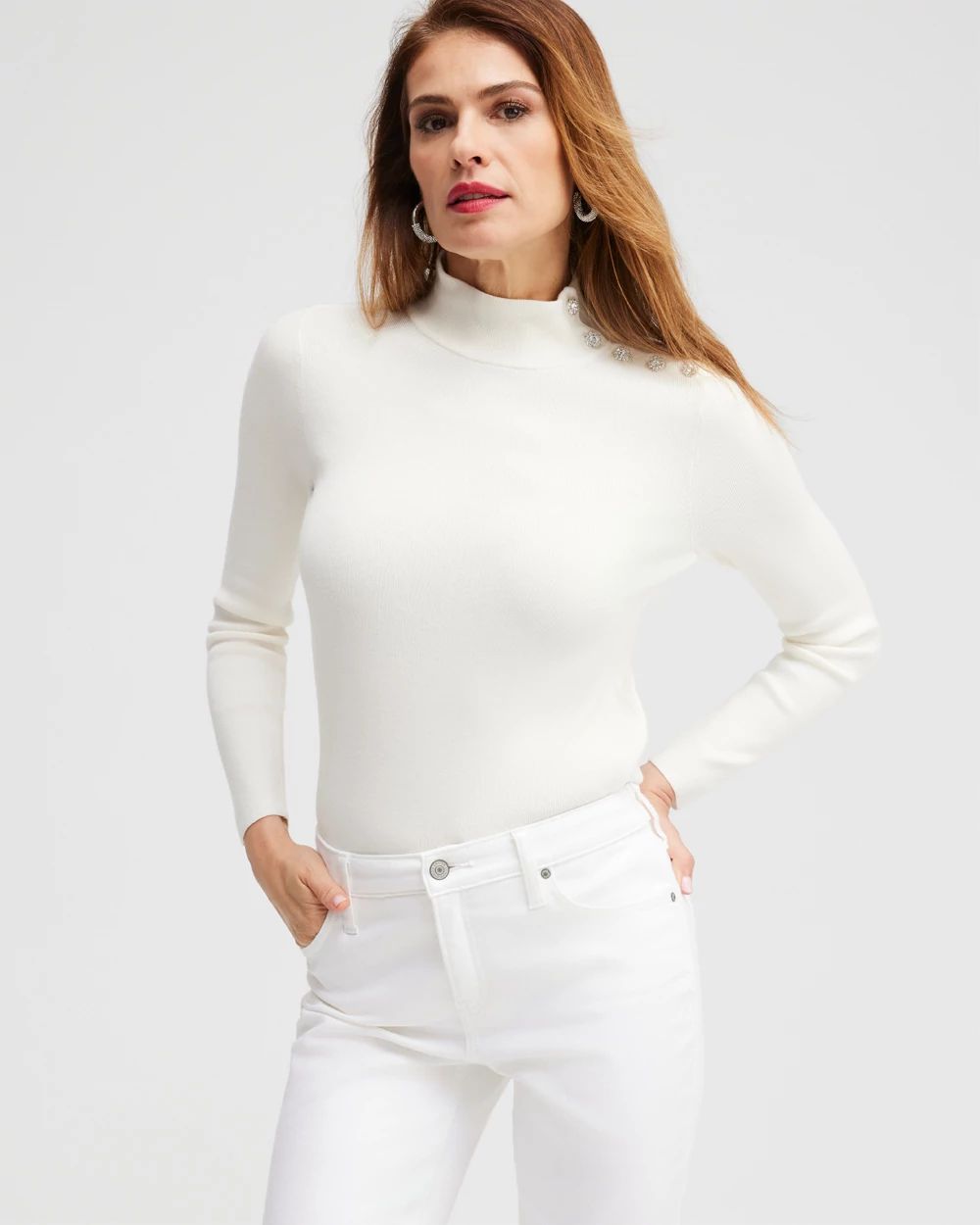 ECOVERO Jeweled Button Sweater