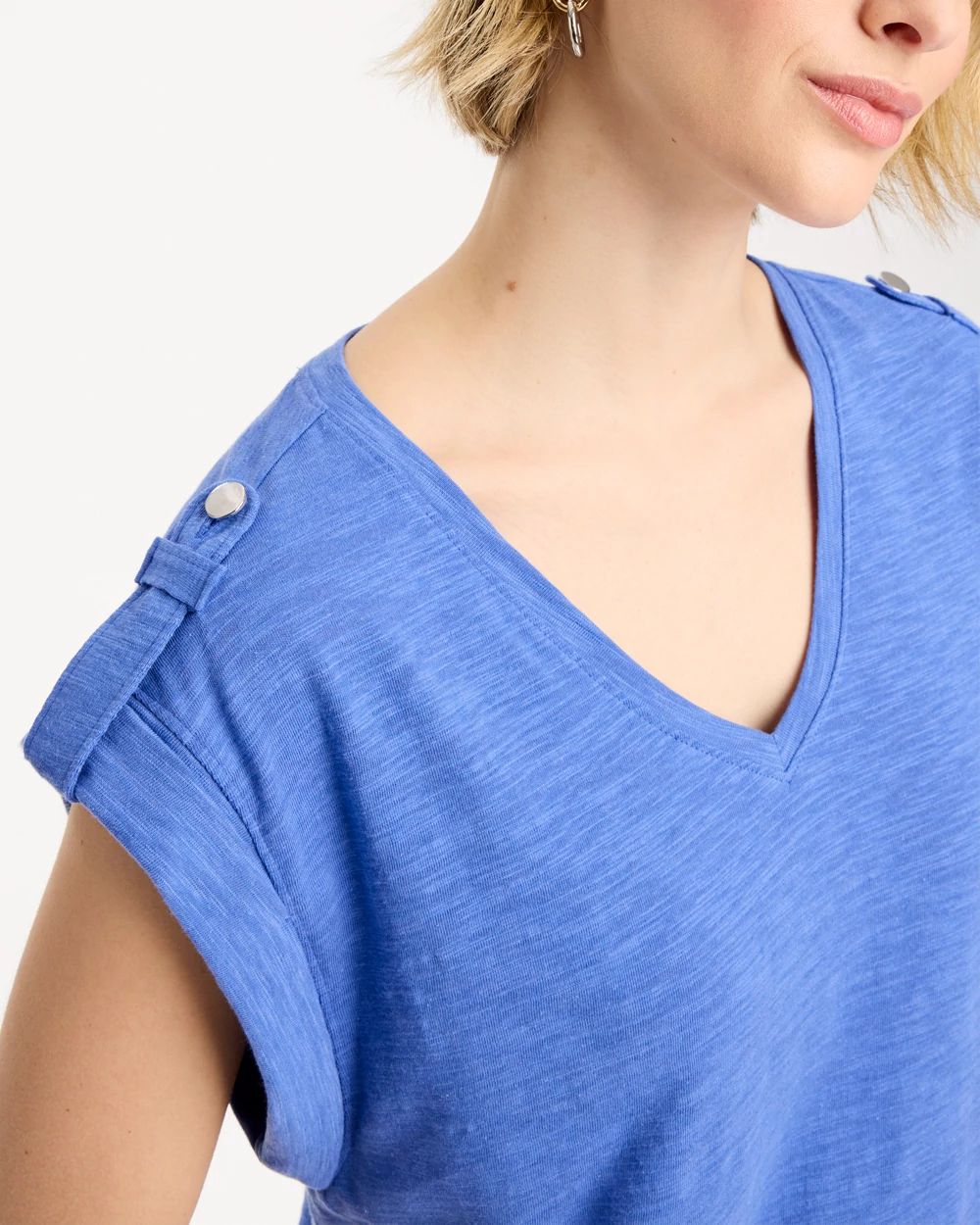 Cotton Slub Epaulette Tee