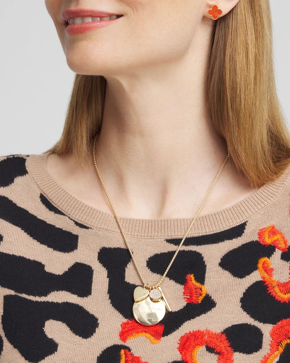 Orange Enamel Multistrand Necklace click to view larger image.