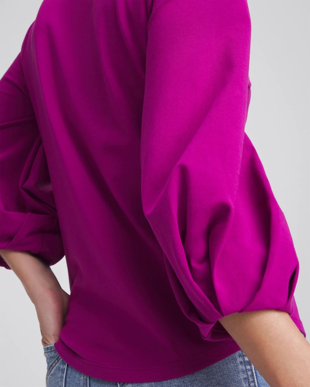 Cotton Tuck Sleeve Tee