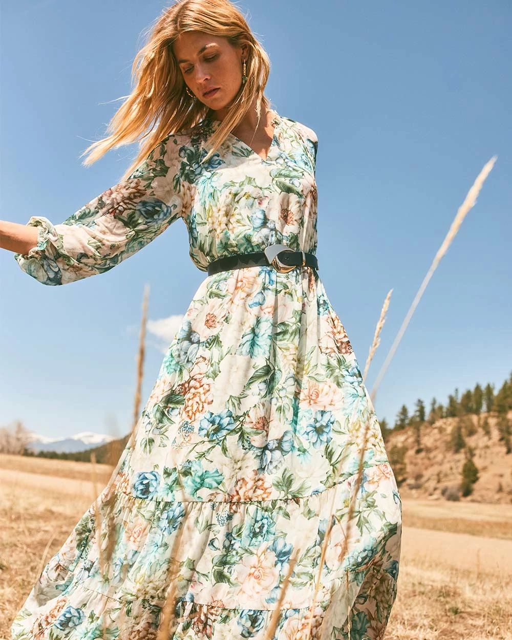 Georgette Tie-Front Maxi Dress