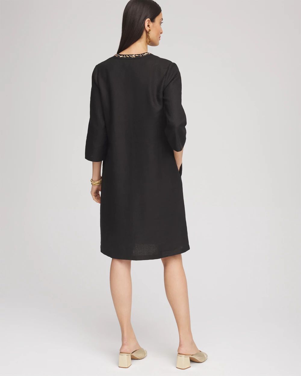 Embellished Linen Kurta Dress