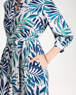 Palm Cotton-Rayon Slub Shirtdress click to view larger image.