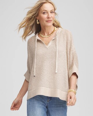 Sequin Open Knit Poncho