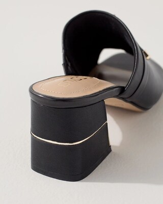 Black Leather Slides