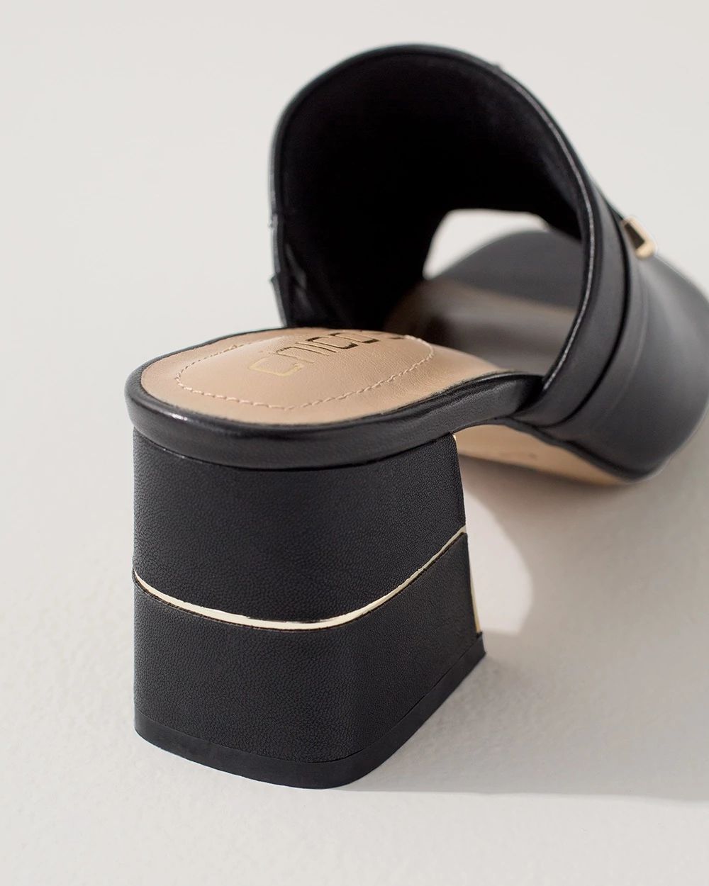 Black Leather Slides