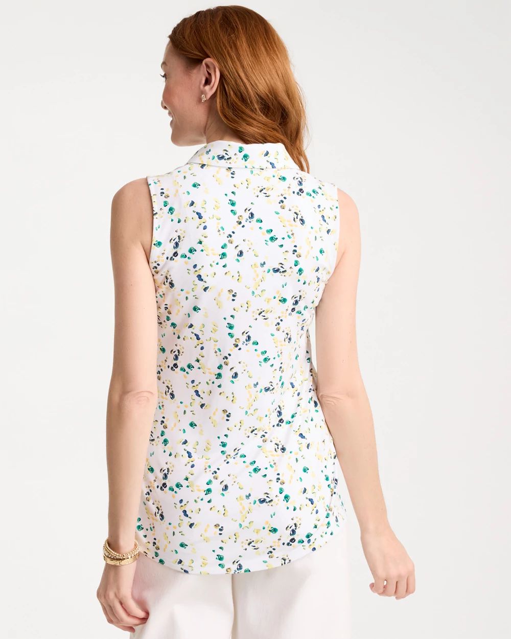 Printed Collared Tunic Tank click to view larger image.