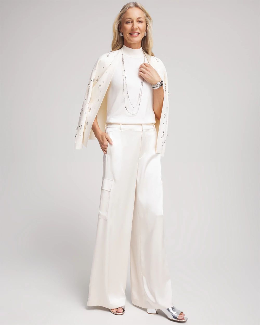 Elbow Sleeve Mock Neck Sweater