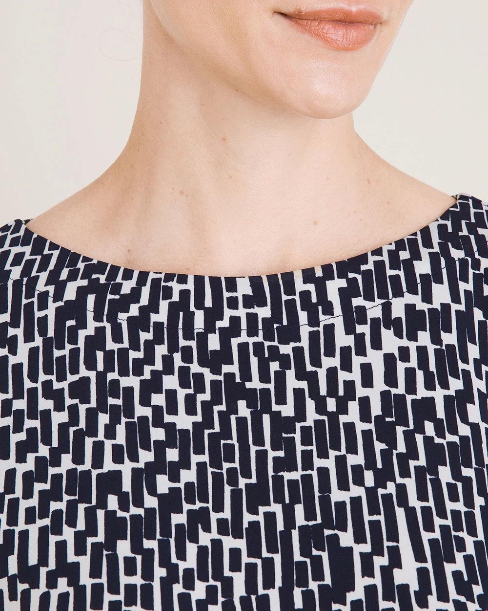 Easy Chic Geometric Brick-Print Pullover Top