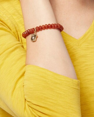 Shield Dangle Jade Stretch Bracelet