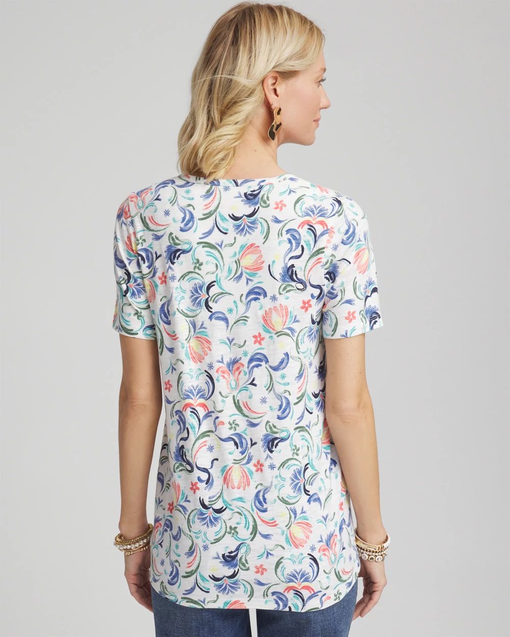Floral Slub V-Neck Tee