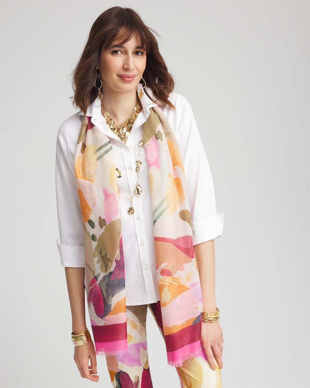 Floral Oblong Scarf click to view larger image.