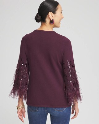 Feather Sequin Pullover Sweater click to view larger image.