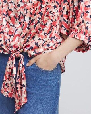 Camo Tie-Front Blouse