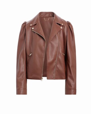 Faux Leather Cropped Moto Jacket